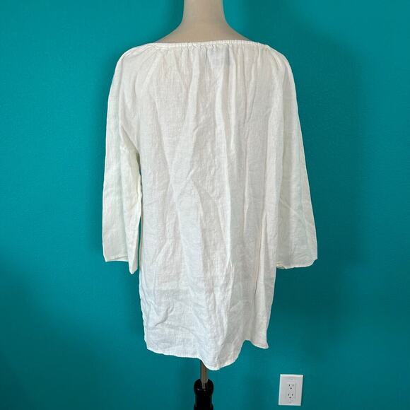 Reformation Martina Pineapple Linen Tunic Dress Pocket TIe Neck Mini Size XL - Picture 5 of 6